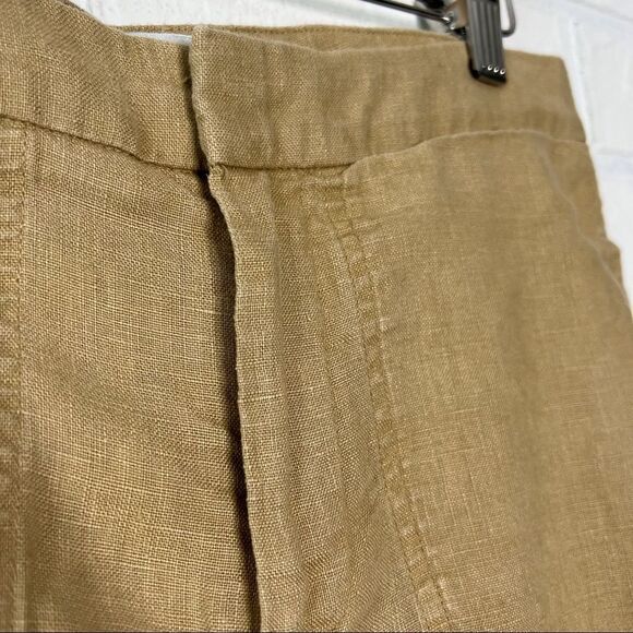 Simons Contemporaine Tan Linen High Waist Wide Leg Cropped Trousers 2. - Picture 6 of 12